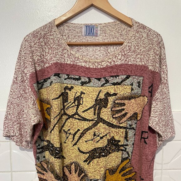 Vintage 90s TOKI F.A.S.H.I.O.N Oversized Beaded Shirt – Unique Beaded Top - Picture 1 of 4